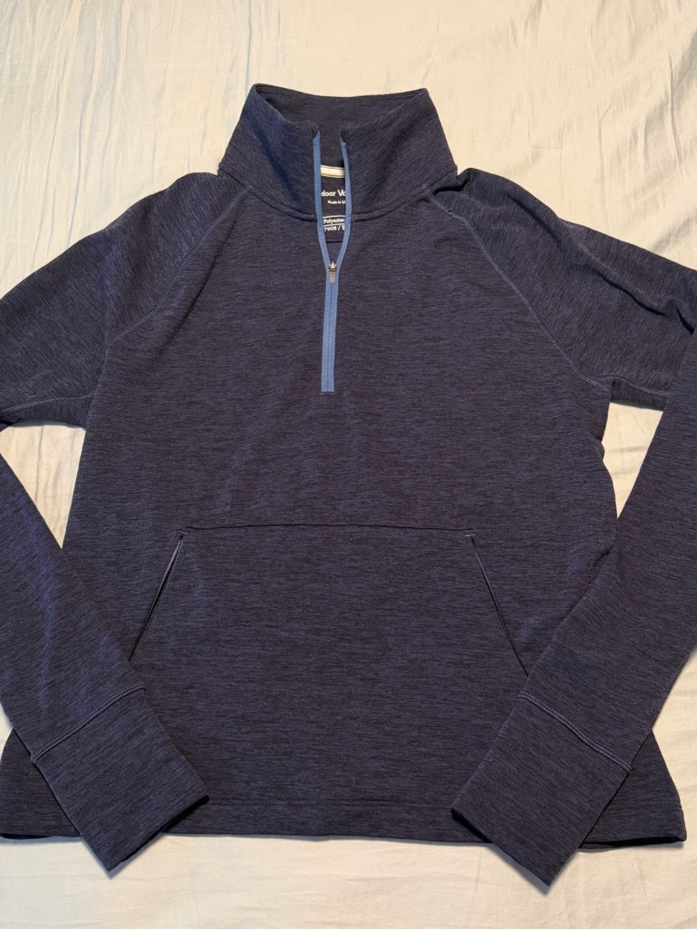 Outdoor Voices Navy Heathered Half Zip Fleece Sweater Size Medium